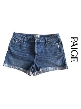 PAIGE Jimmy Jimmy Magie Deconstructed Jean Shorts Sz 31 Dark Wash High Rise EUC!